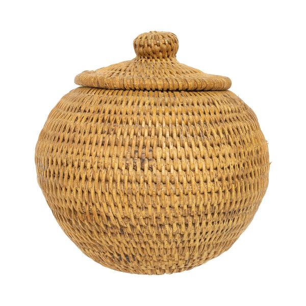 Alaskan Lidded Basket, Native, Basketry, Vertical