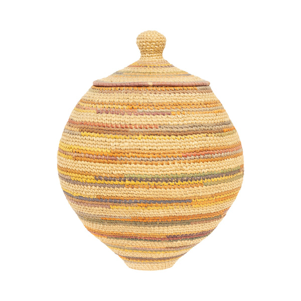 Alaskan Lidded Basket by Betty Matthew, Native, Basketry, Vertical