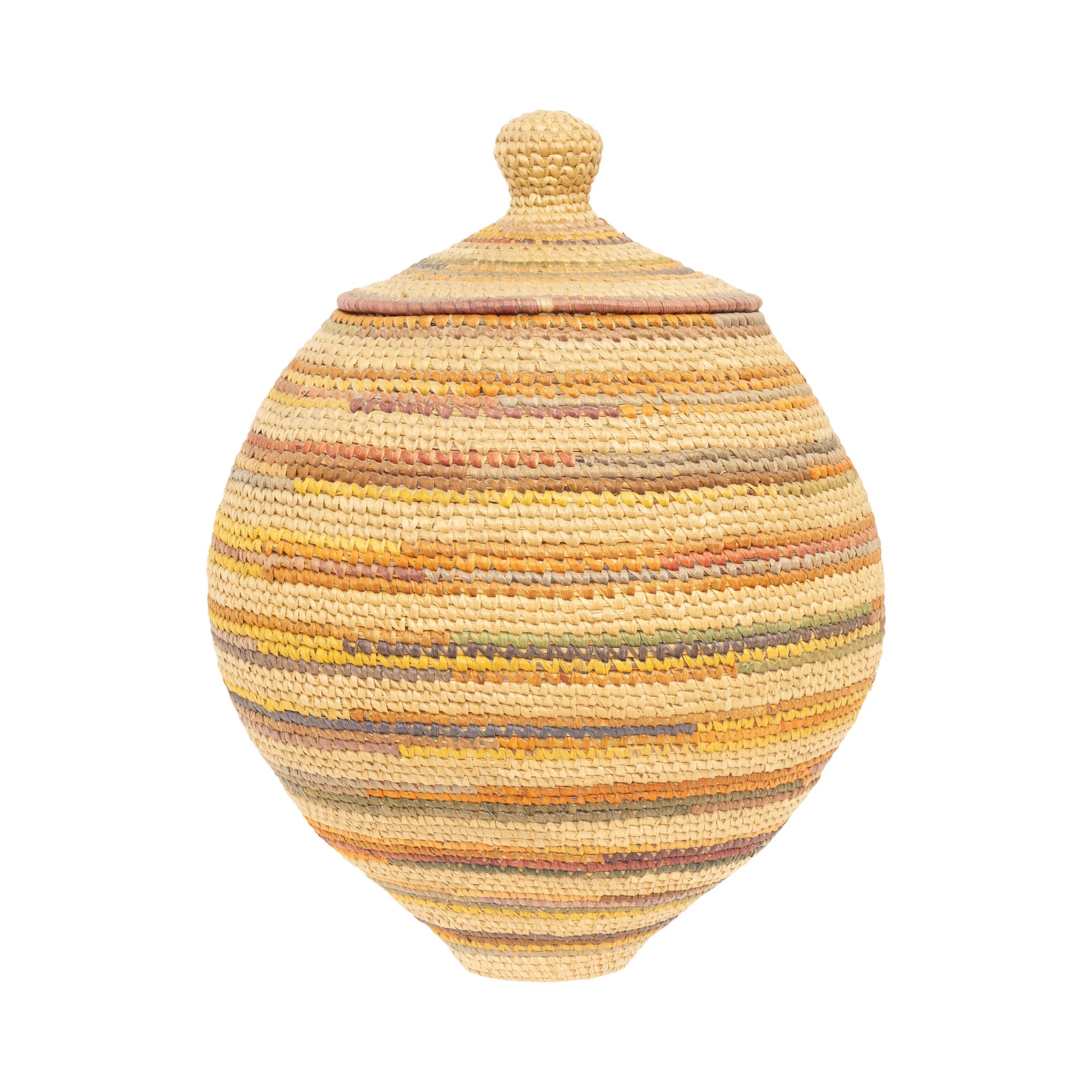 Alaskan Lidded Basket by Betty Matthew, Native, Basketry, Vertical