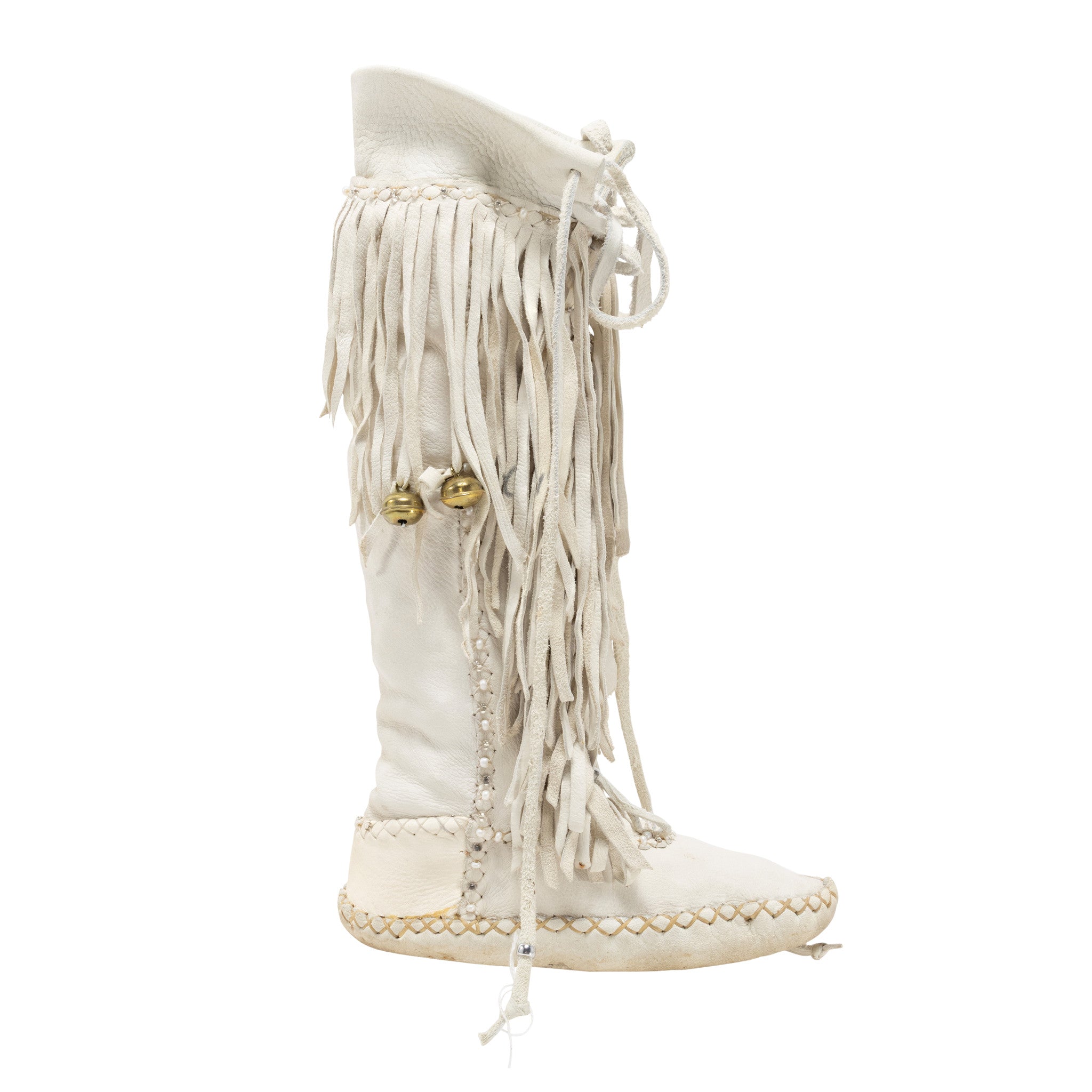 Puyallup White Deer Skin Dress and Moccasins