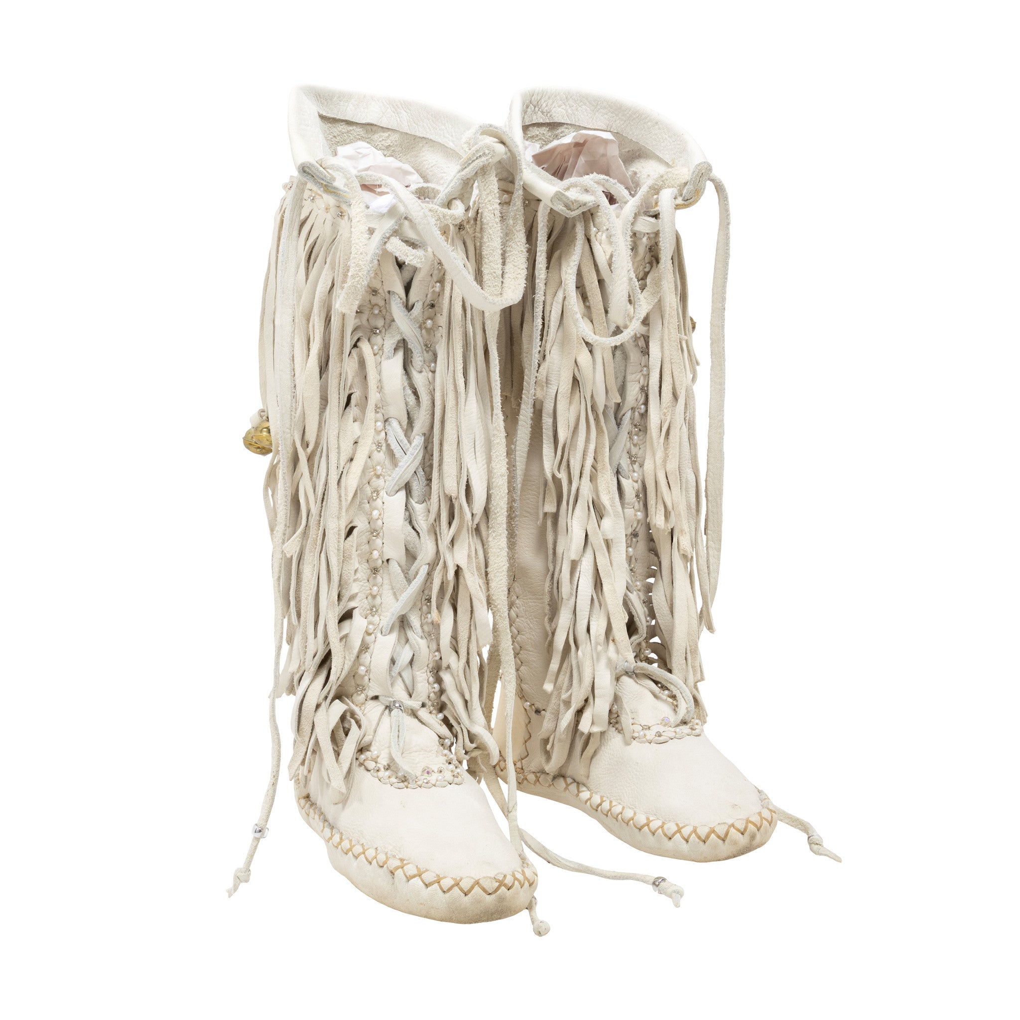 Puyallup White Deer Skin Dress and Moccasins