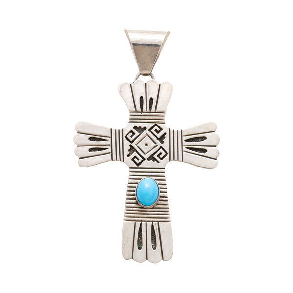 Southwest Turquoise Cross Pendant, Jewelry, Necklace, Native