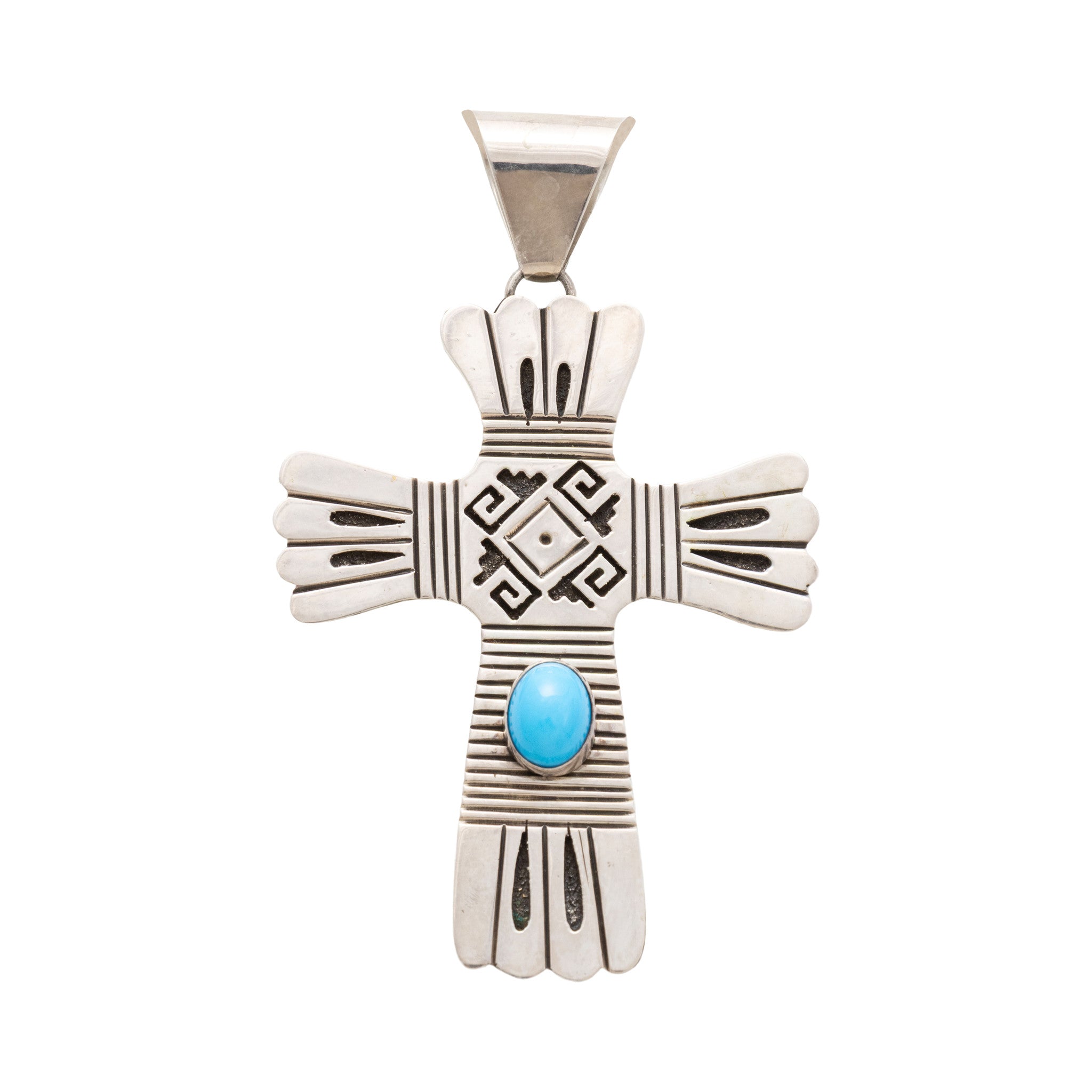Southwest Turquoise Cross Pendant, Jewelry, Necklace, Native