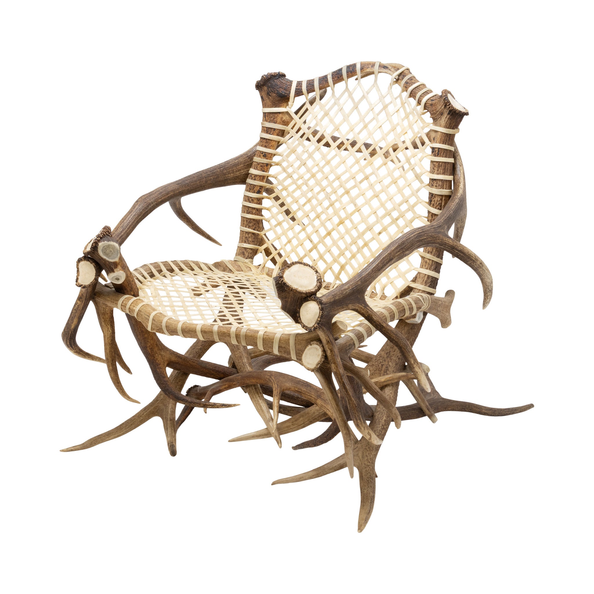 Elk Antler and Rawhide Armchair