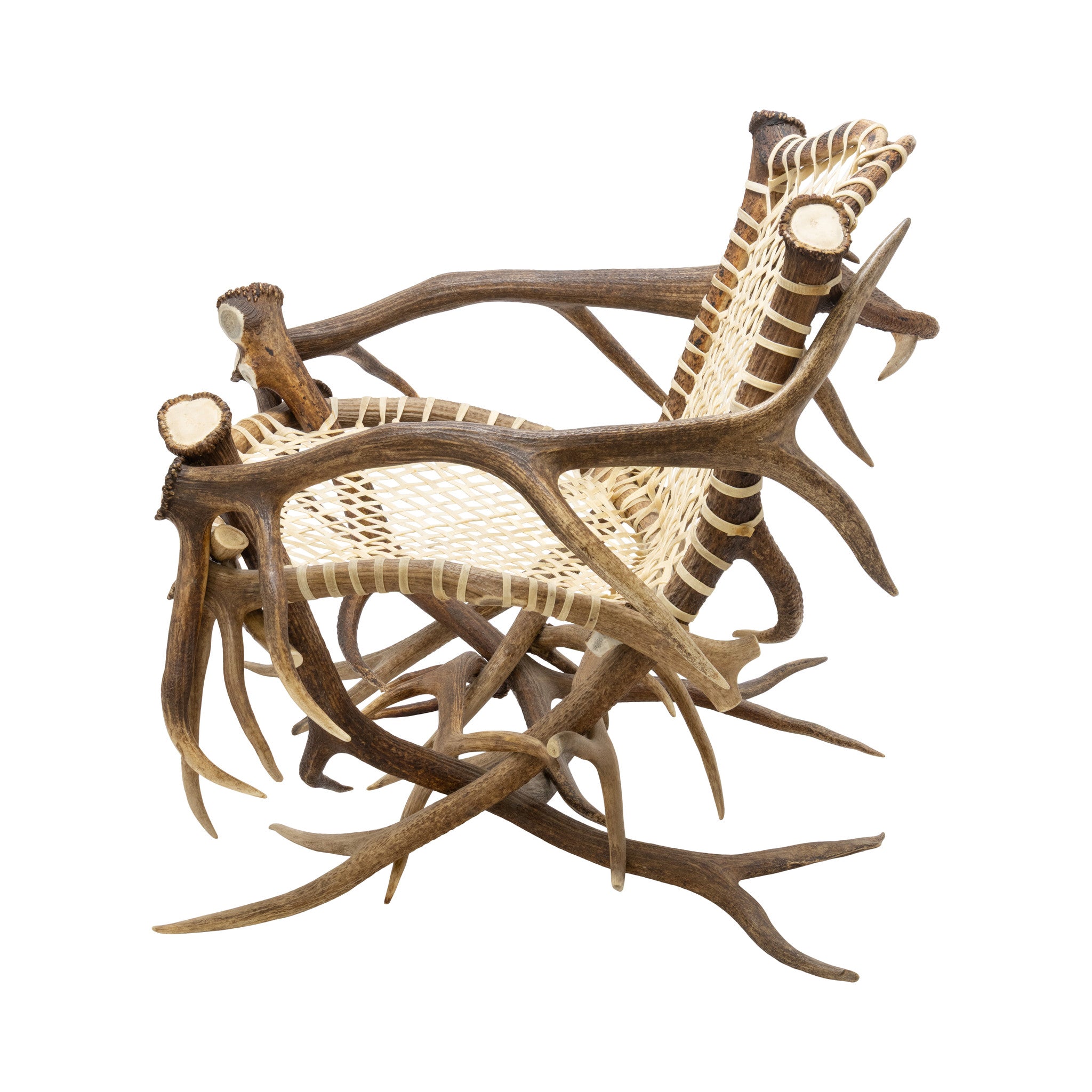 Elk Antler and Rawhide Armchair