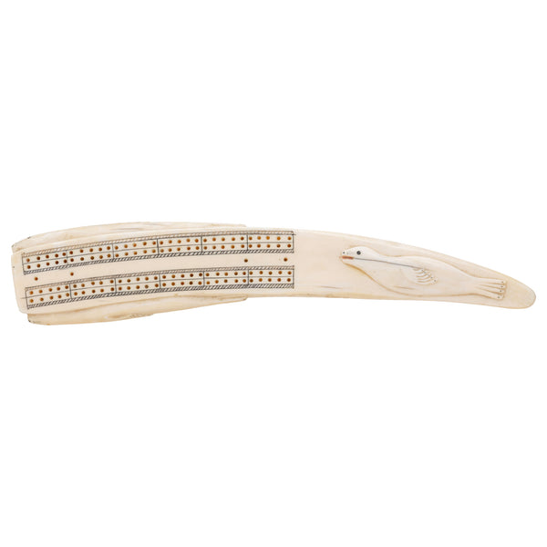 Walrus Ivory Cribbage Board, Native, Carving, Ivory