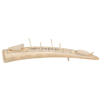 Walrus Ivory Cribbage Board, Native, Carving, Ivory