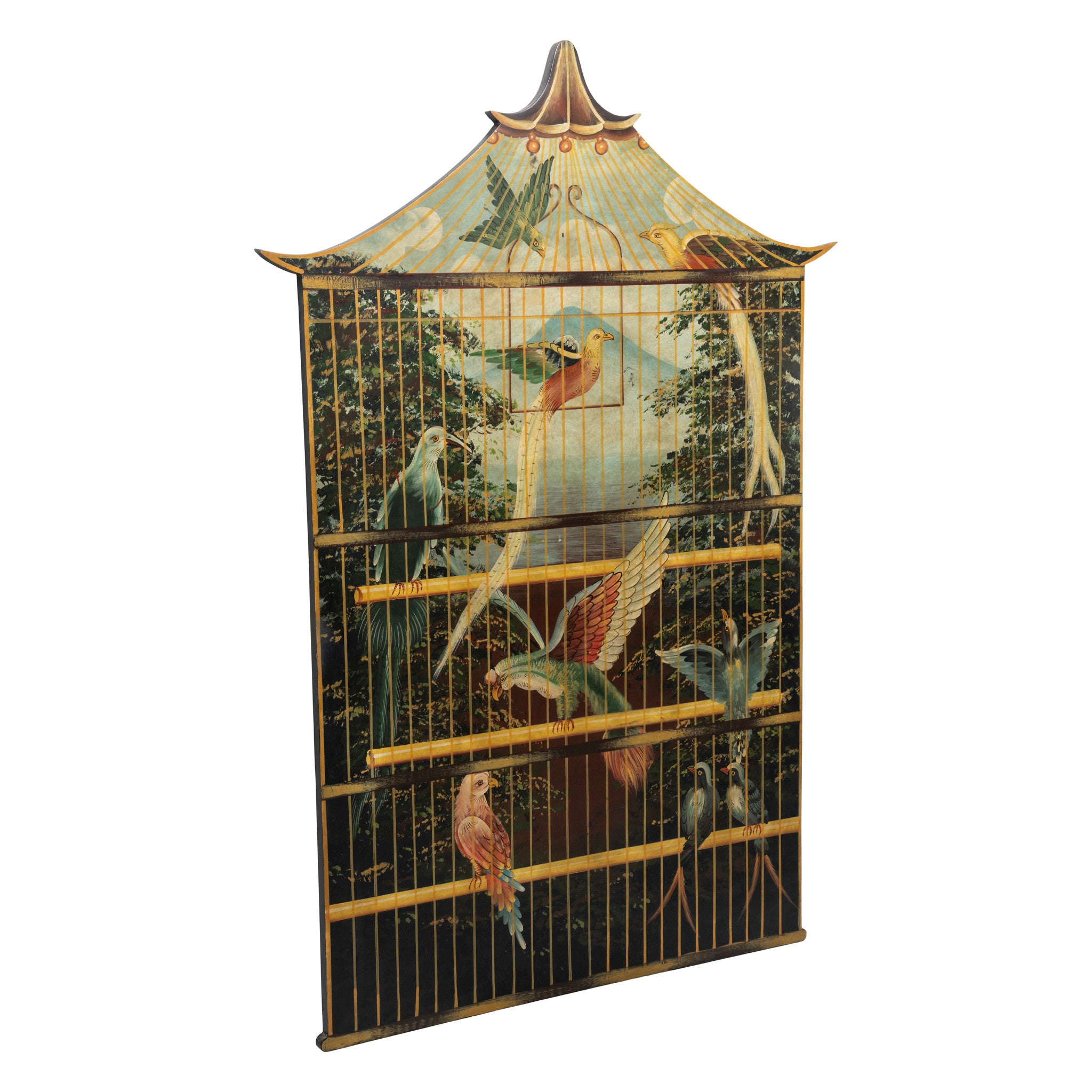 Hand Painted Bird Cage Wall Panel