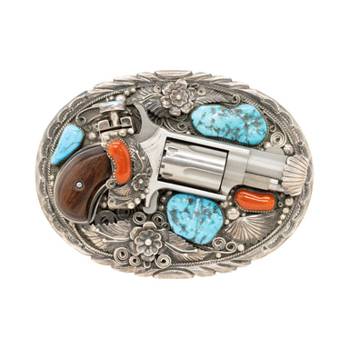 Impressive Navajo Belt Buckle, Firearms, Handgun, Revolver