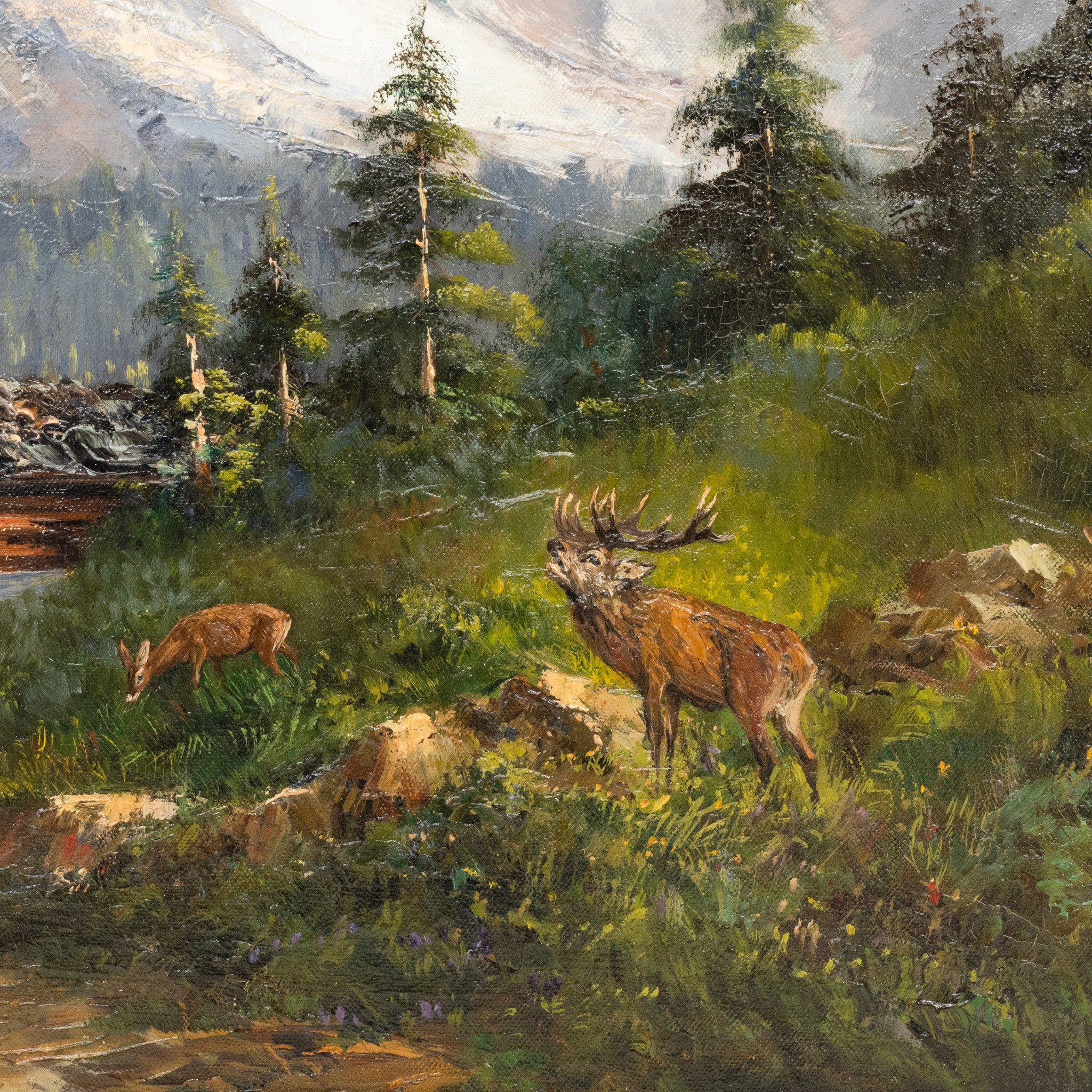 Mountain Scene with Stag Calling by John Fery