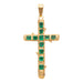 18K Yellow Gold Emerald Cross Pendant, Jewelry, Necklace, Estate