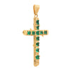 18K Yellow Gold Emerald Cross Pendant