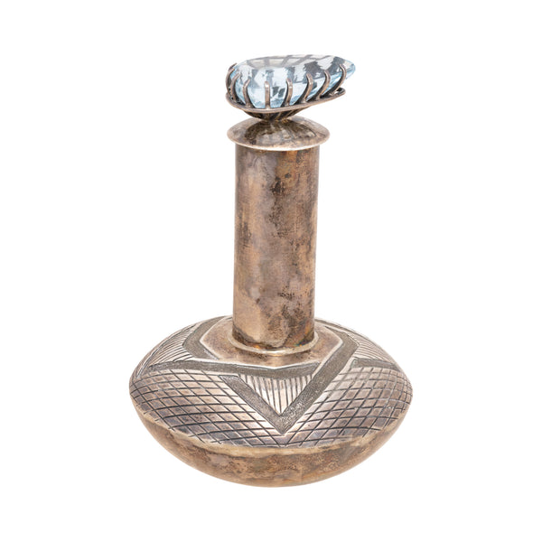 Navajo Sterling Silver Blue Topaz Vessel, Jewelry, Display Piece, Native