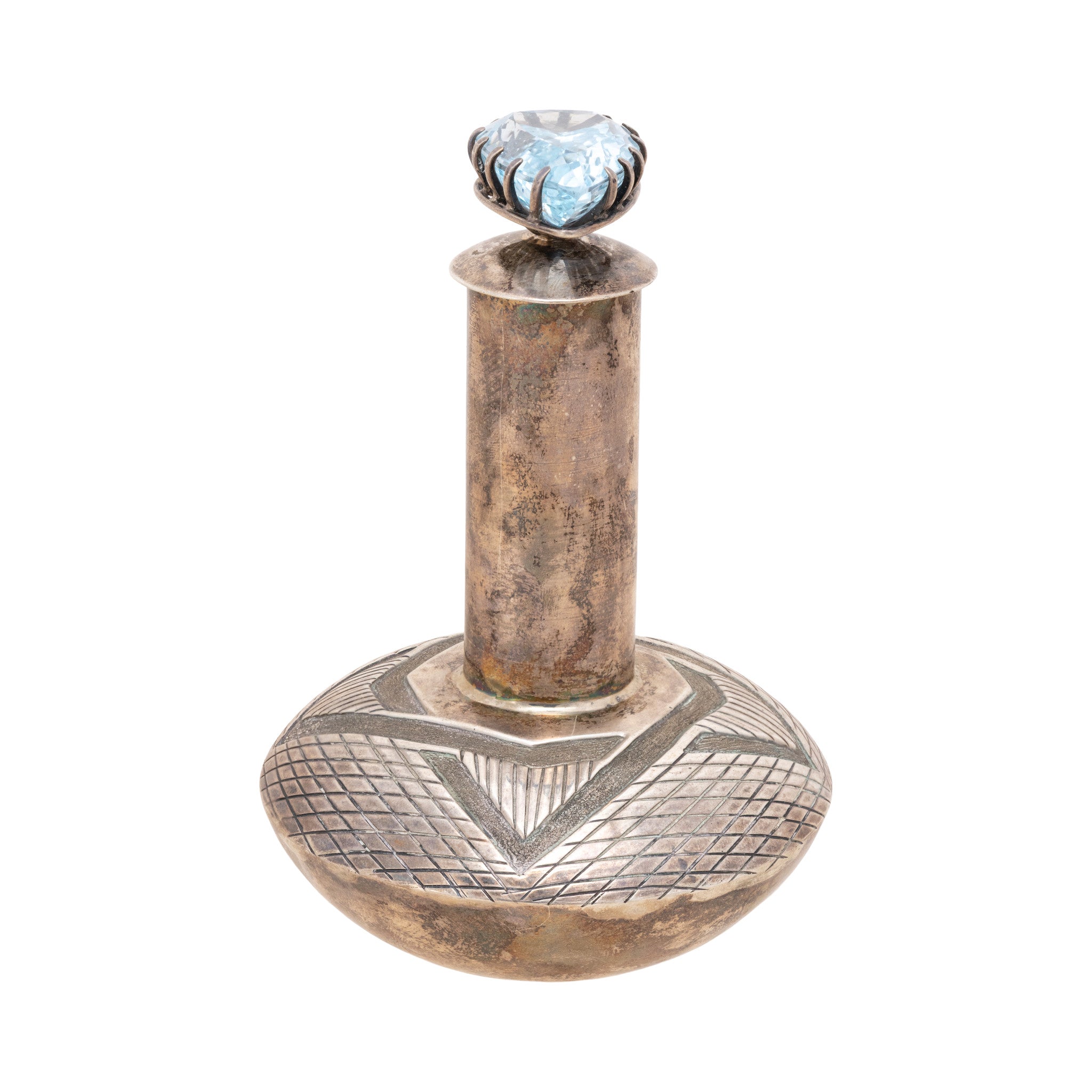 Navajo Sterling Silver Blue Topaz Vessel