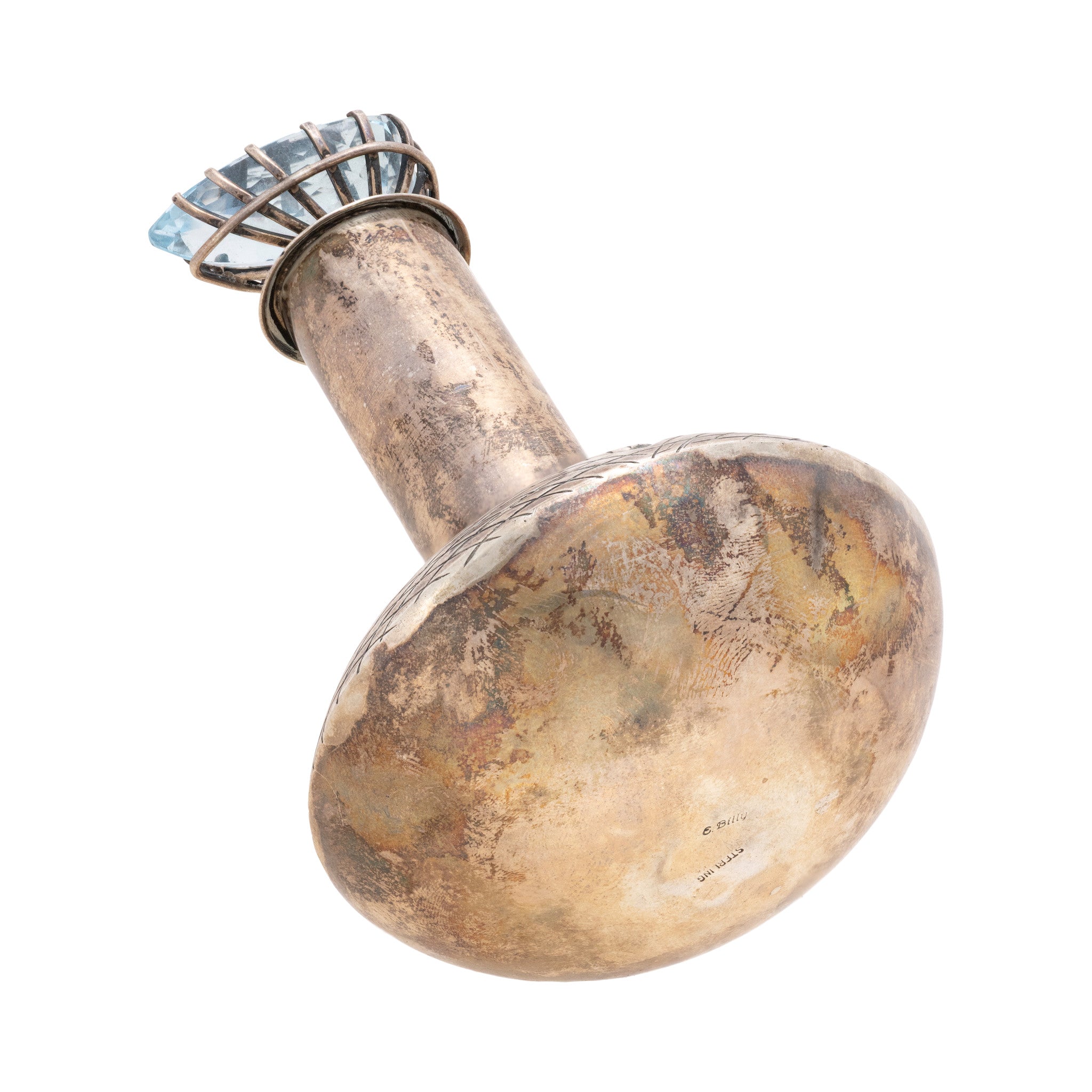 Navajo Sterling Silver Blue Topaz Vessel