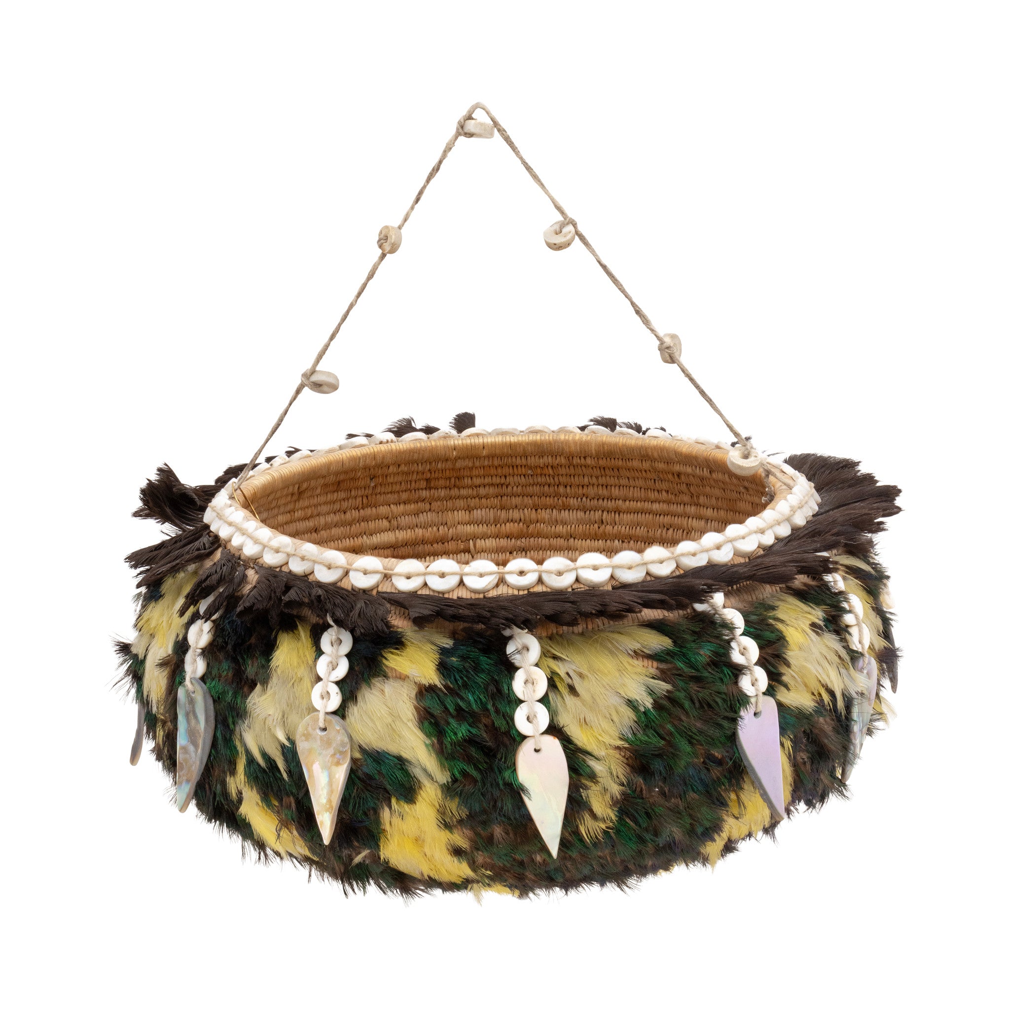 Pomo Gift Basket with Abalone Shell Drops