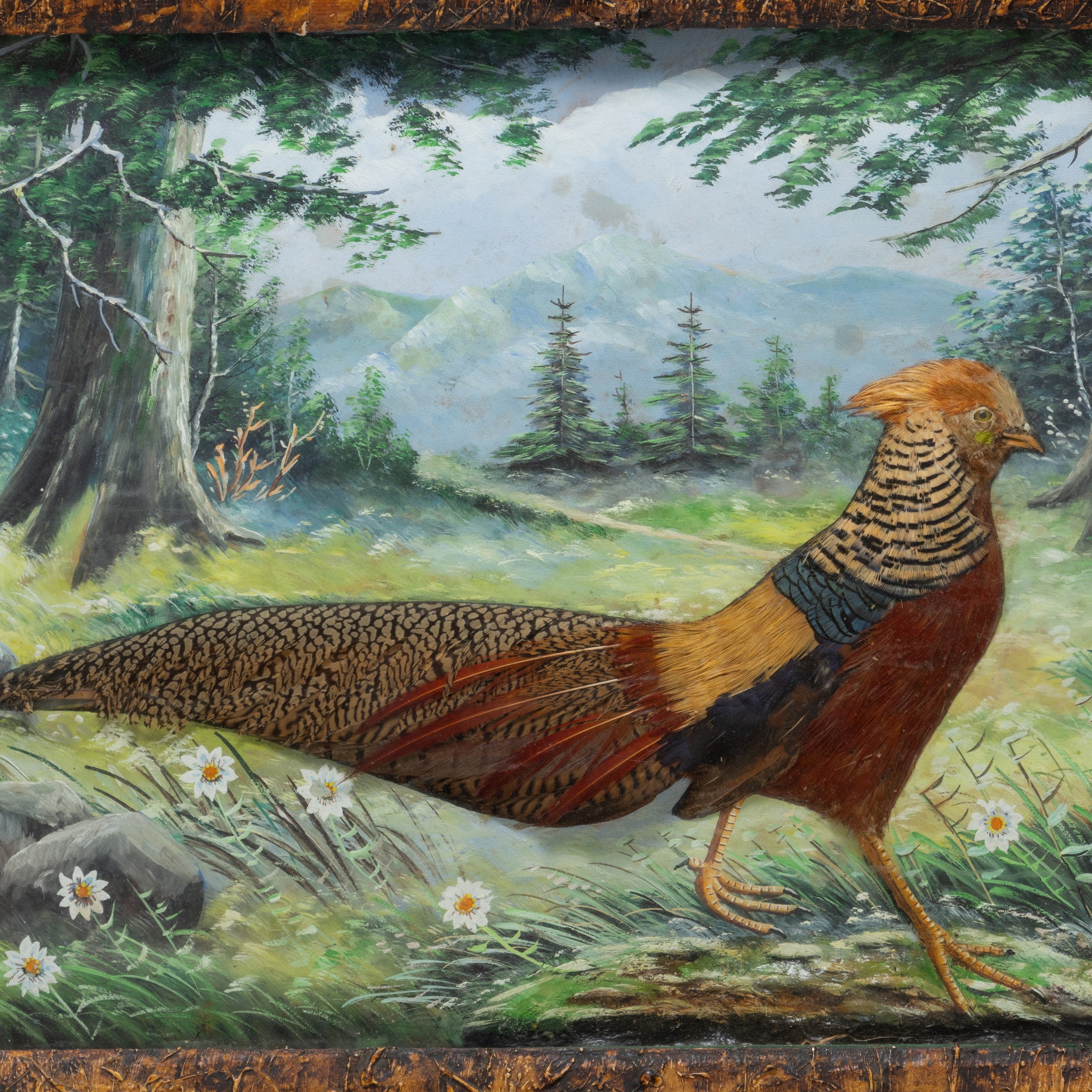 Forest Painting with Golden Pheasant