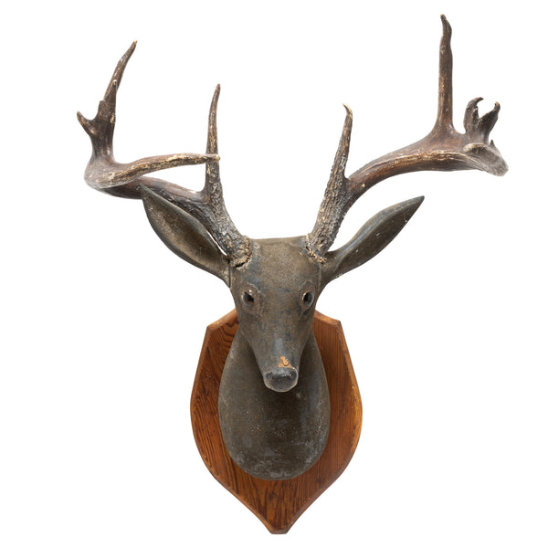 Folk Art Adirondack Deer Head Trophy Mount, Furnishings, Decor, Carving
