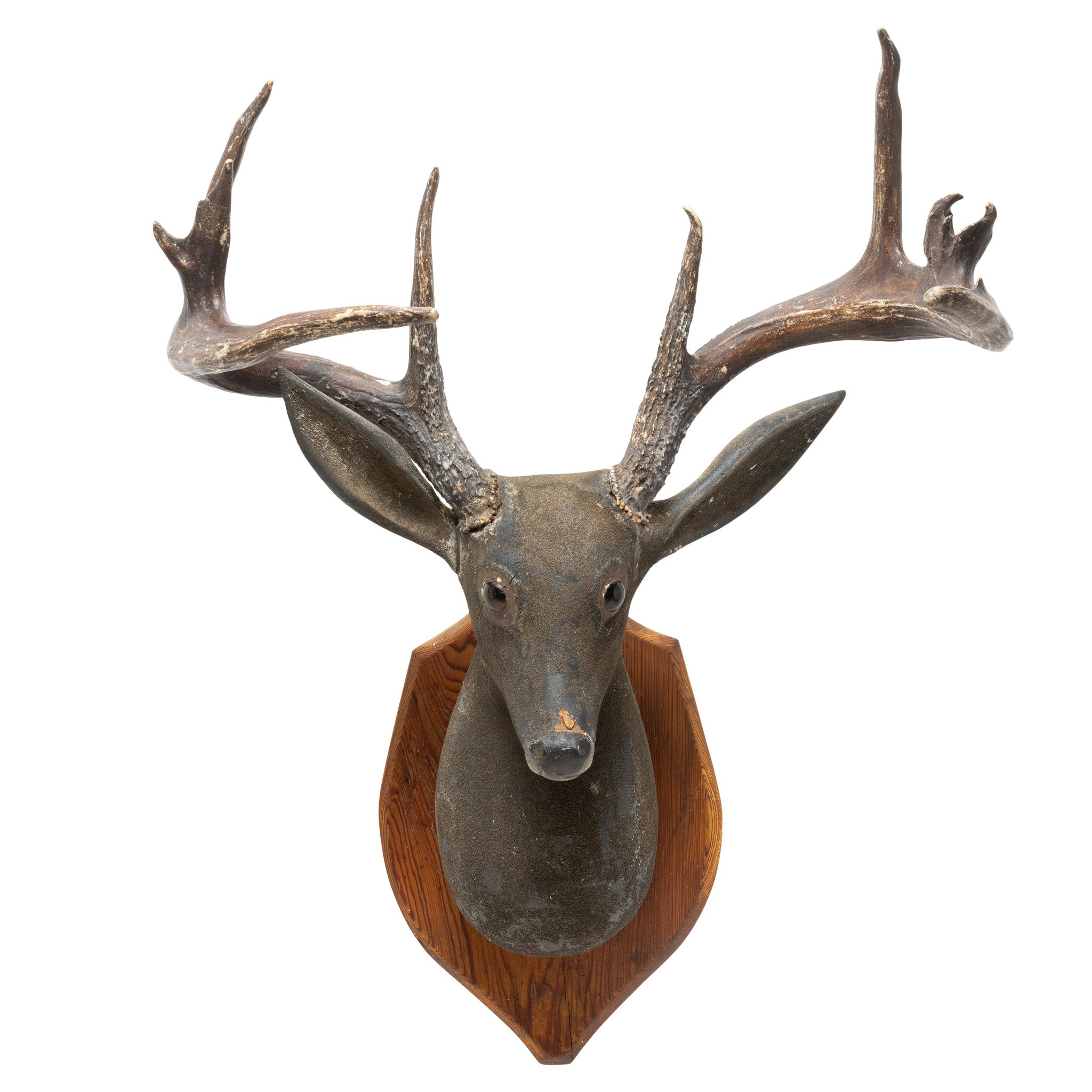 Folk Art Adirondack Deer Head Trophy Mount, Furnishings, Decor, Carving