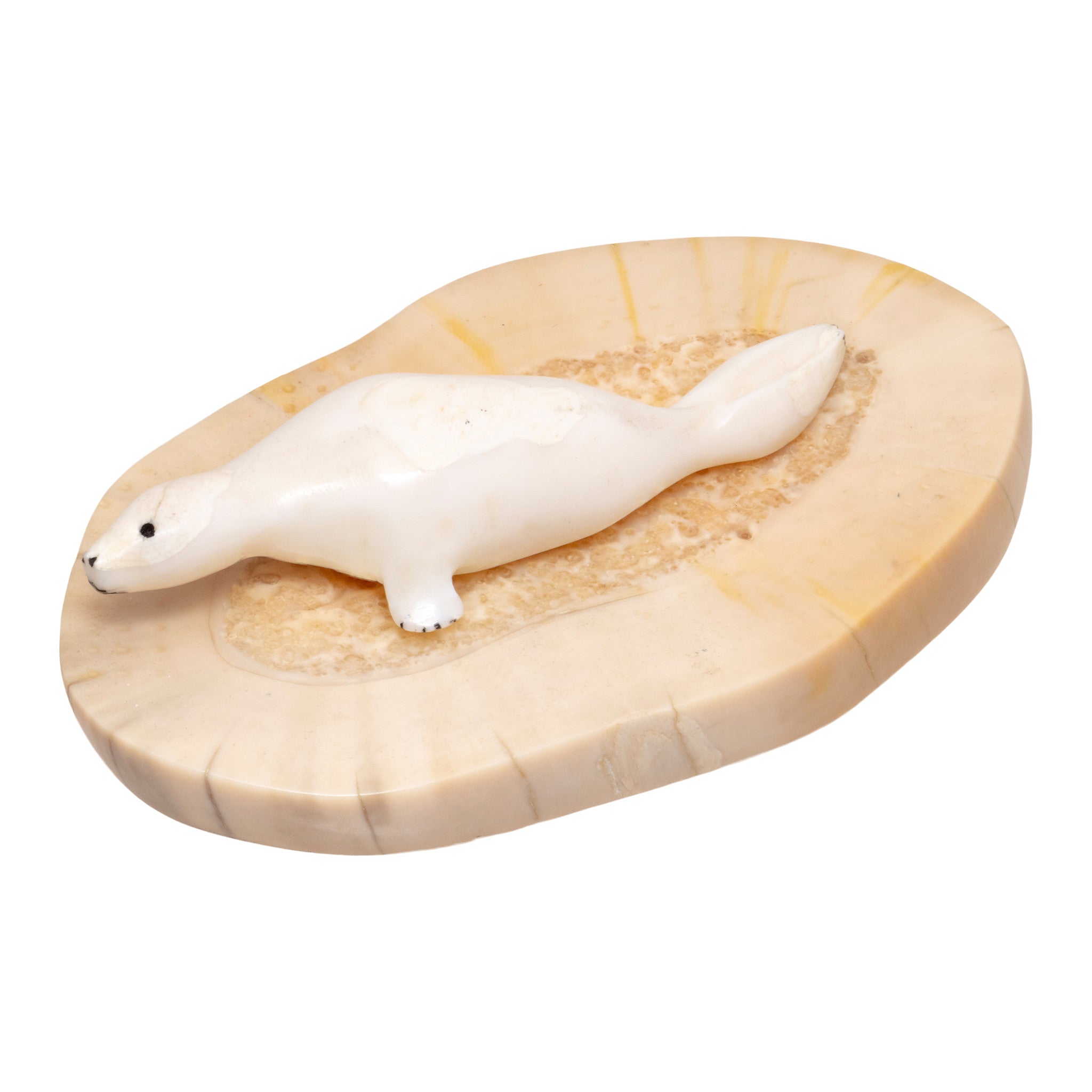 Inuit Carved Walrus Ivory Seal, Native, Carving, Ivory