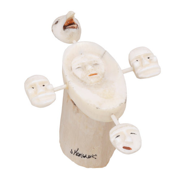 Inuit Carved Walrus Spirit Wheel, Native, Carving, Ivory