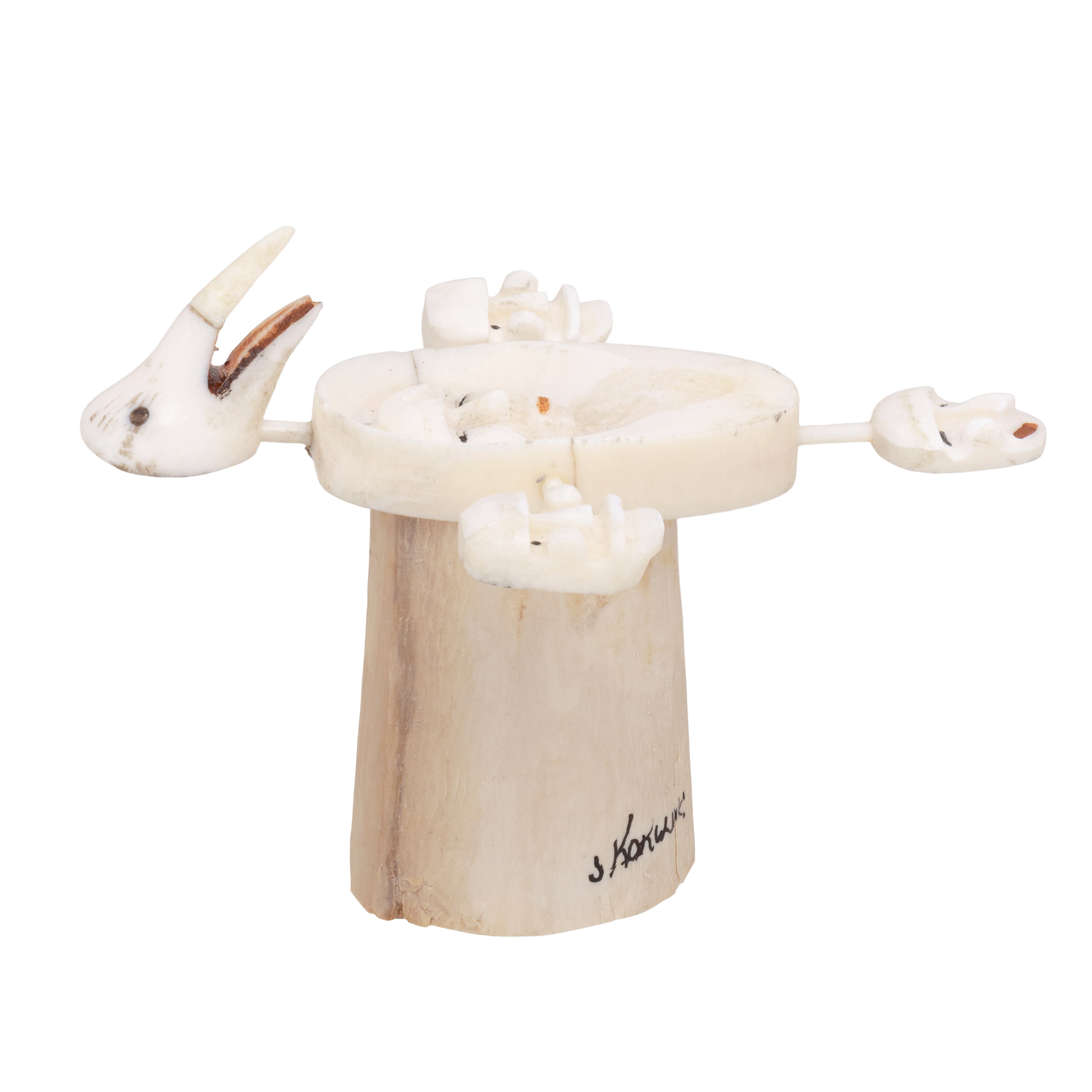 Inuit Carved Walrus Spirit Wheel