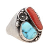 Navajo Turquoise and Coral Ring, Jewelry, Ring, Native