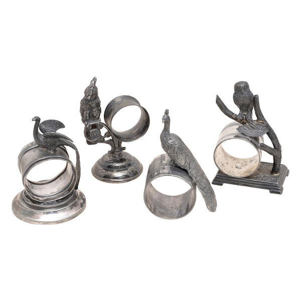 Four Victorian Silverplate Figural Napkin Rings, Furnishings, Kitchen, Other