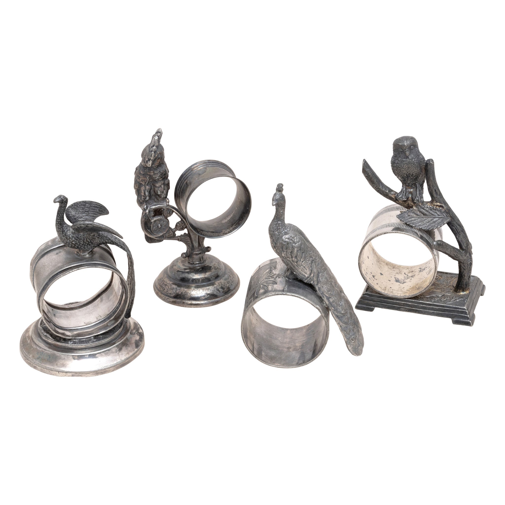Four Victorian Silverplate Figural Napkin Rings, Furnishings, Kitchen, Other