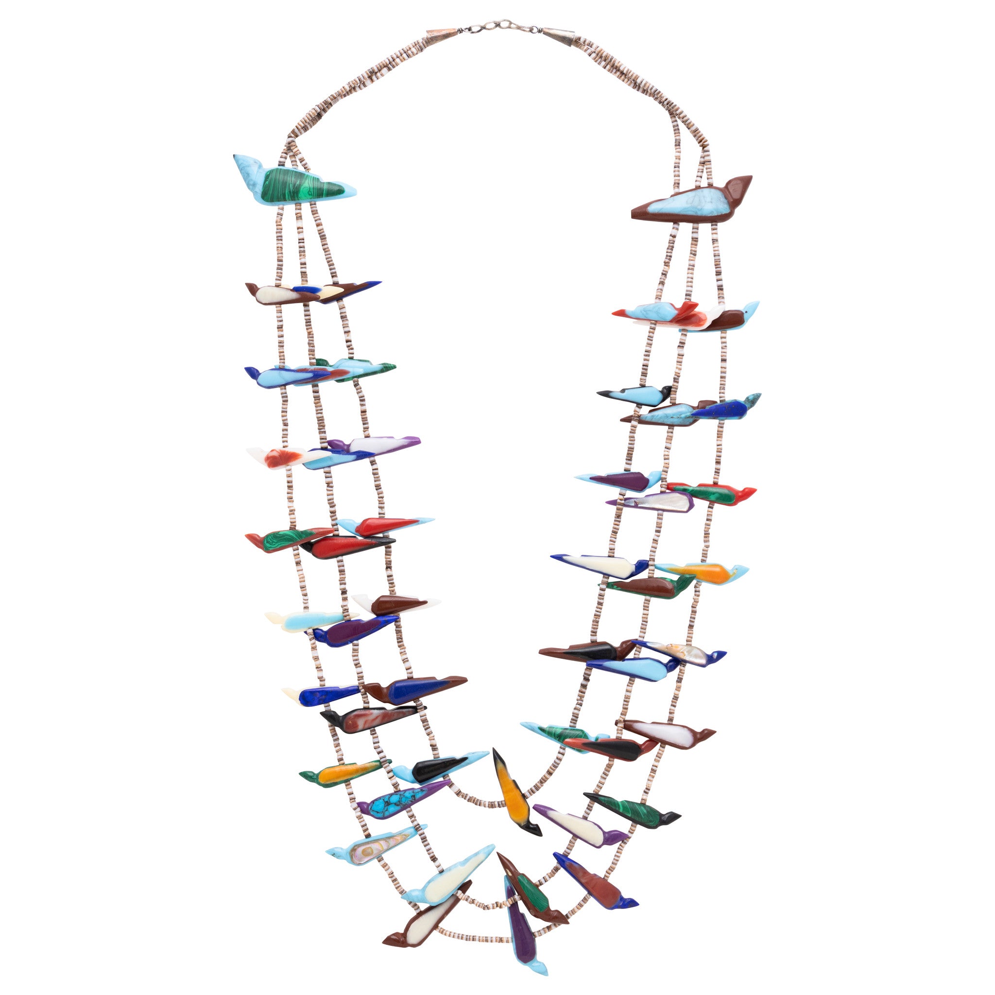 Multi Strand Bird Fetish Necklace, Jewelry, Necklace, Native