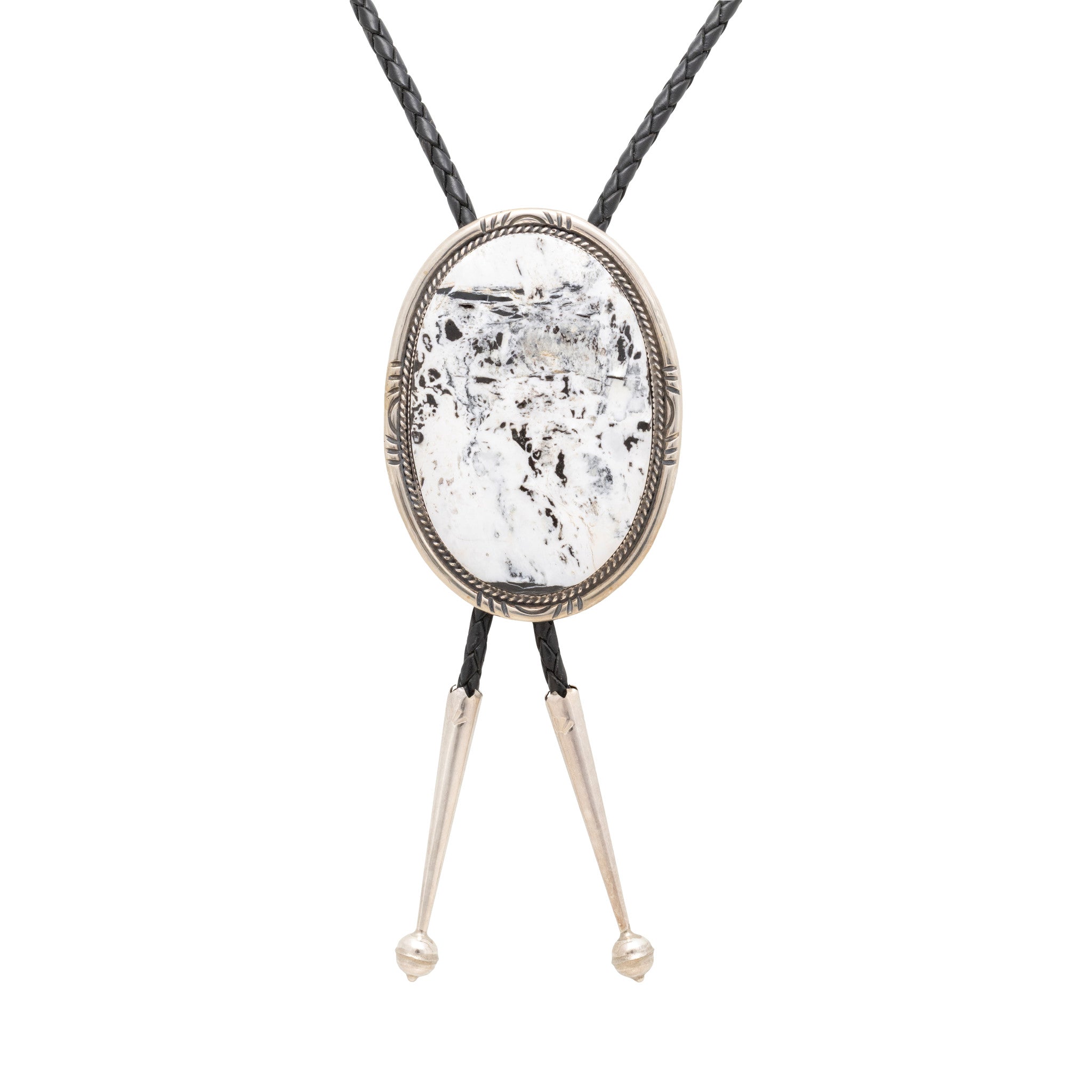 Navajo White Buffalo Turquoise Bolo, Jewelry, Bolo Necktie, Native