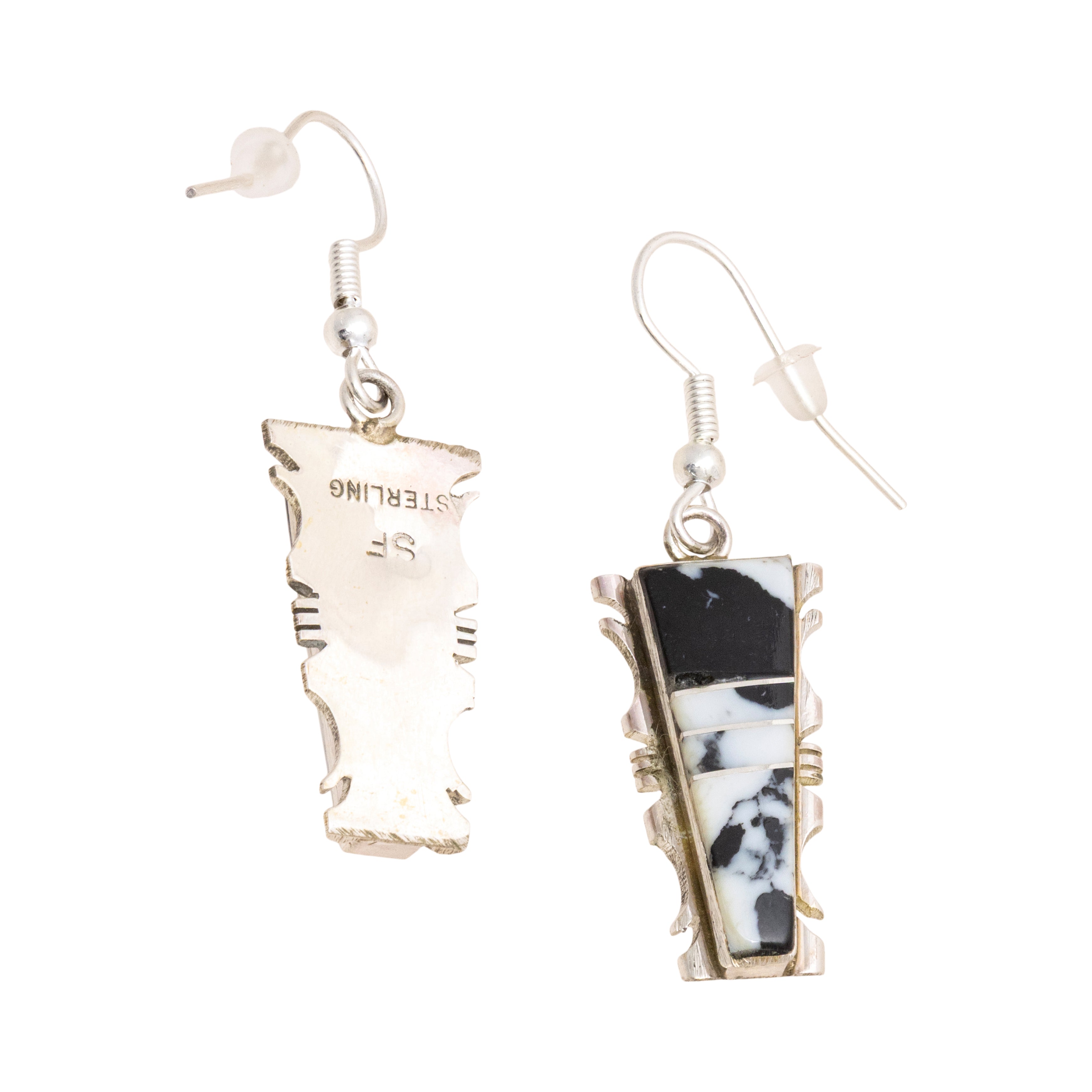 Navajo White Buffalo Turquoise Earrings