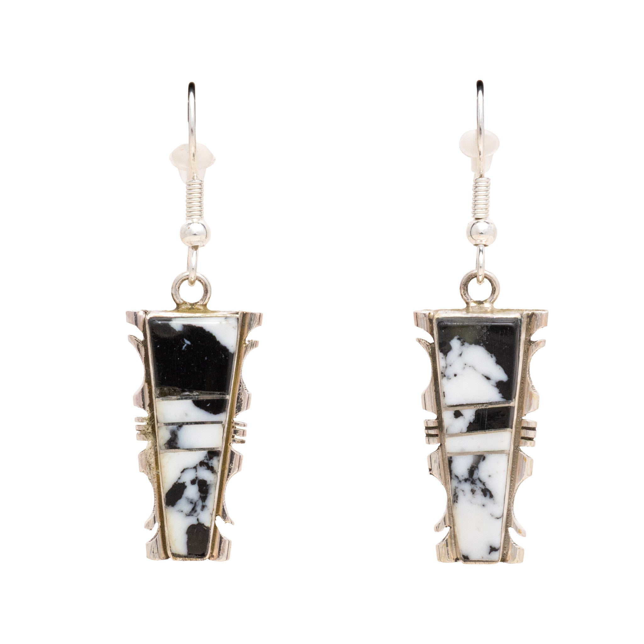 Navajo White Buffalo Turquoise Earrings