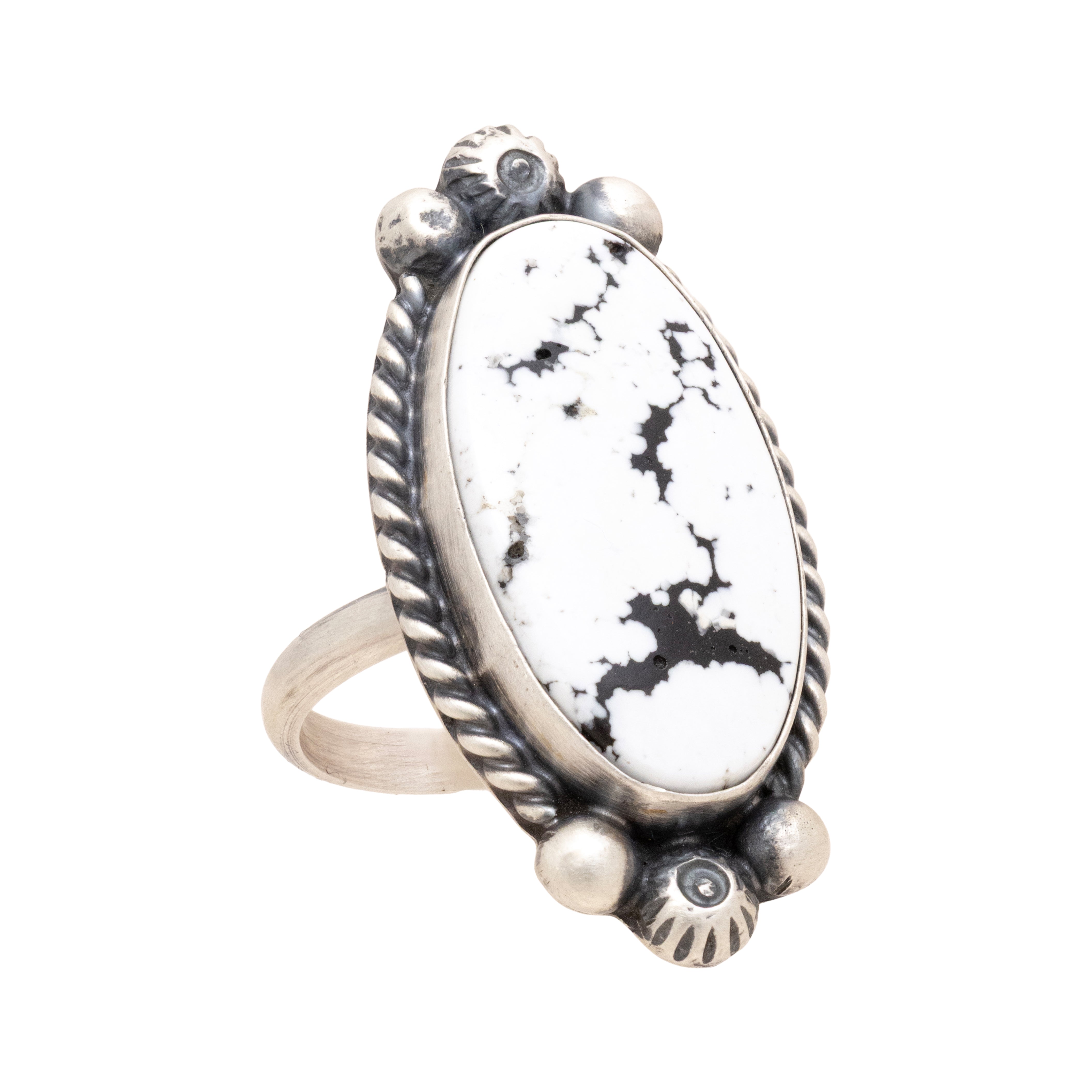Navajo White Buffalo Turquoise Ring, Jewelry, Ring, Native