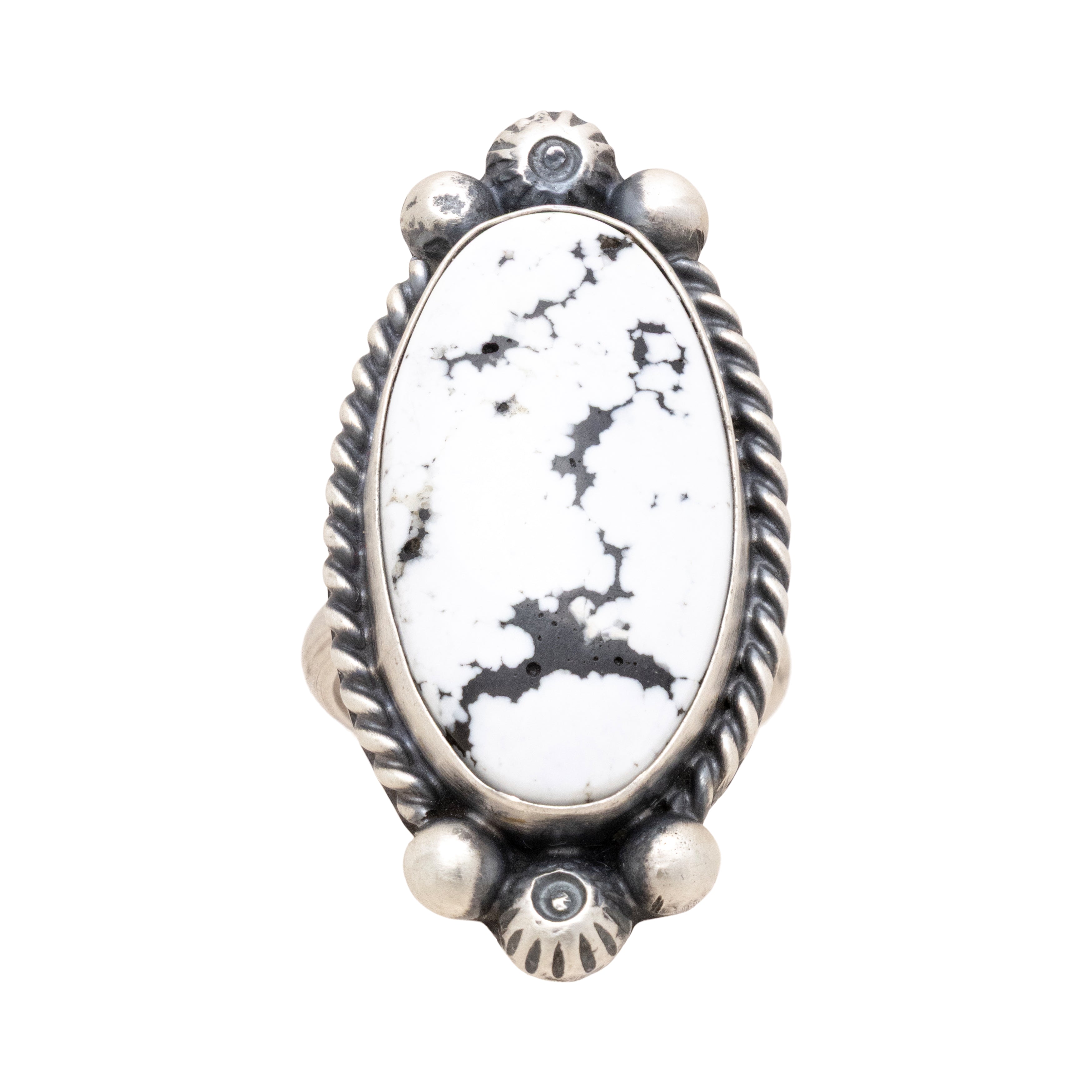 Navajo White Buffalo Turquoise Ring