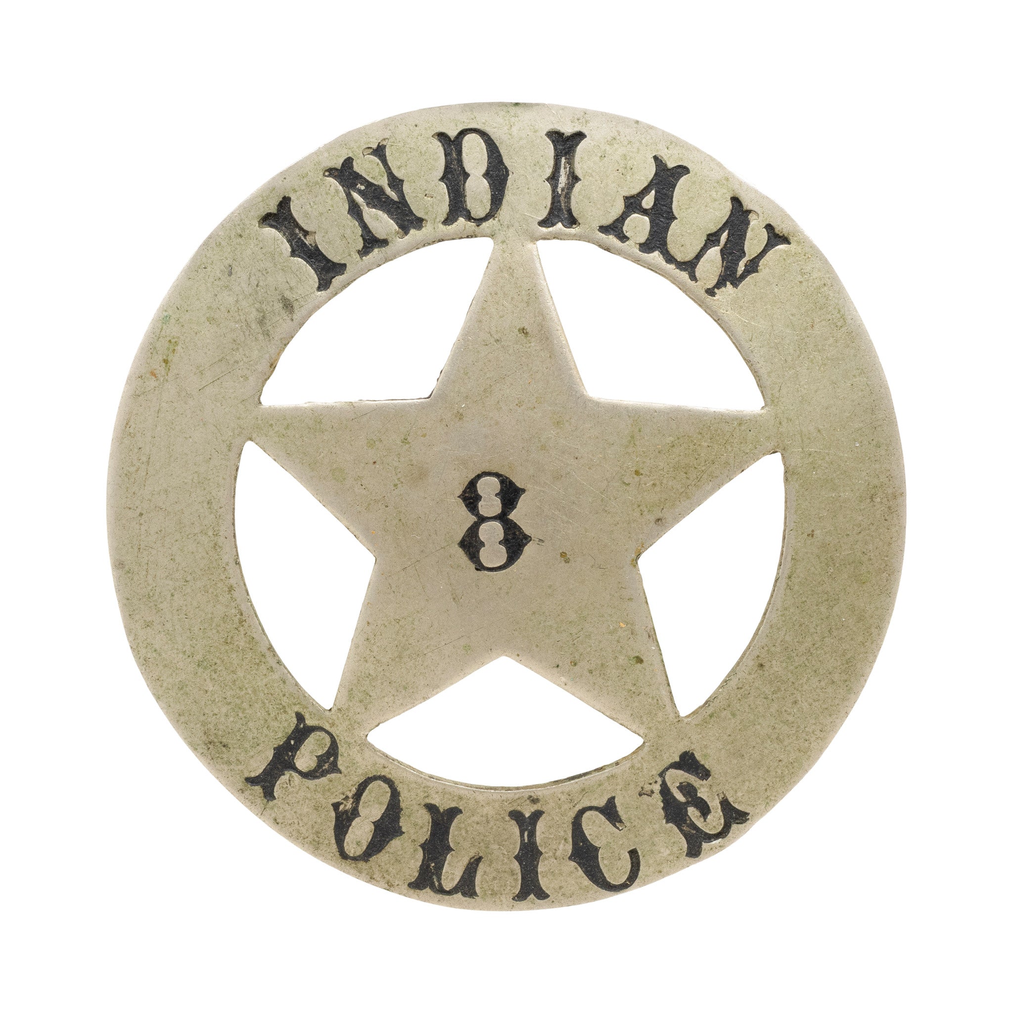 Large Indian Police No. 8 Badge, Western, Law Enforcement, Badge