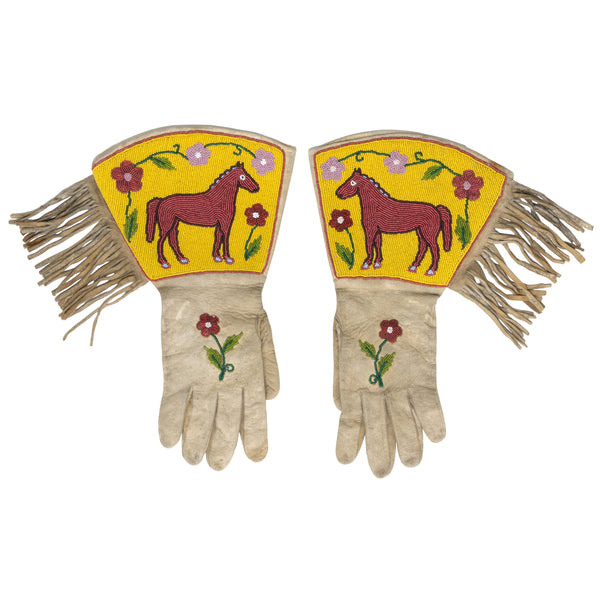 Plateau Horse Pictorial Gauntlets, Native, Garment, Gauntlets