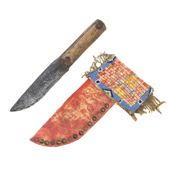 "Takes Alive" Family Knife Sheath and Knife, Native, Weapon, Knife