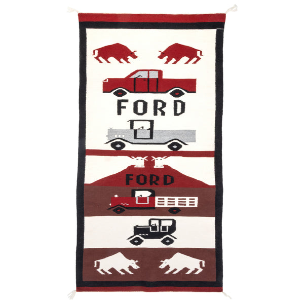 Navajo Ford Motor Company Pictorial Weaving, Native, Weaving, Floor Rug