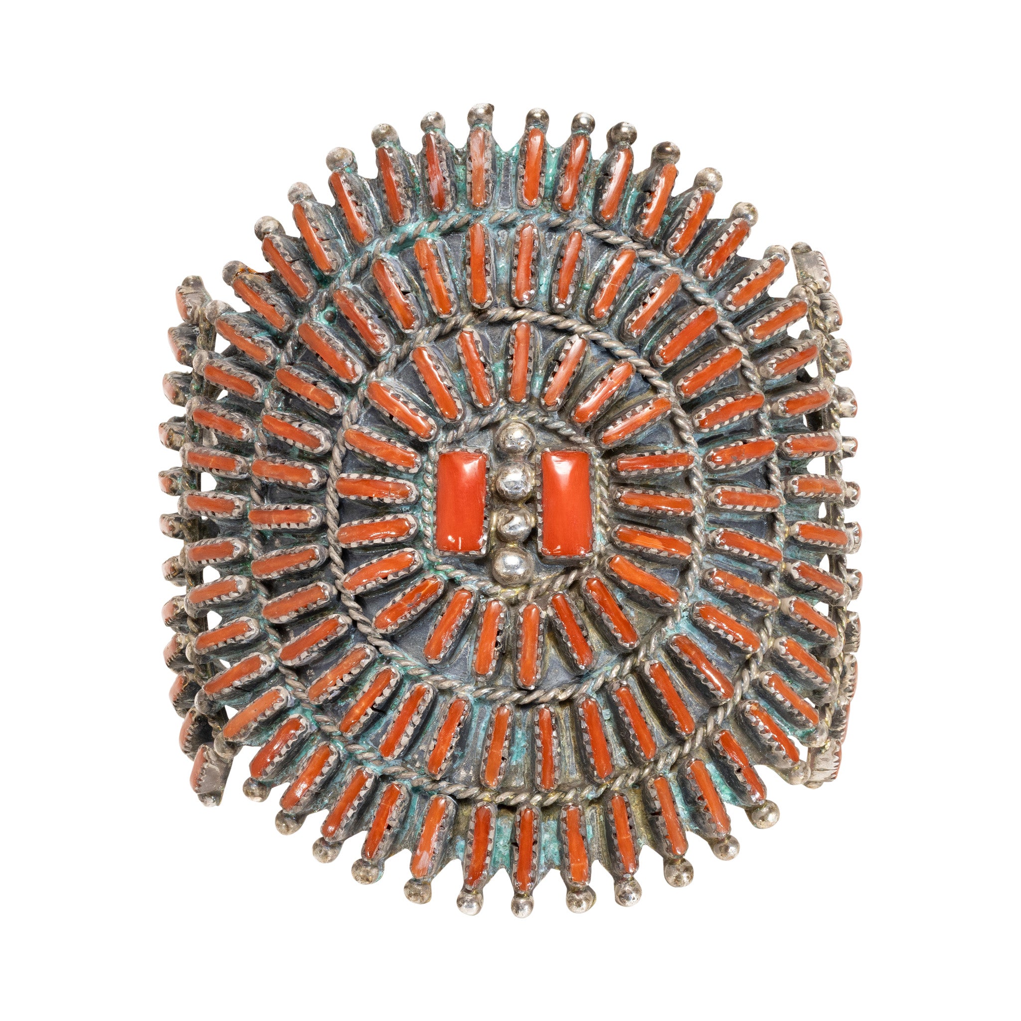 Navajo Coral Needlepoint Cuff Bracelet, Jewelry, Bracelet, Native