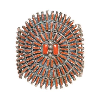 Navajo Coral Needlepoint Cuff Bracelet, Jewelry, Bracelet, Native