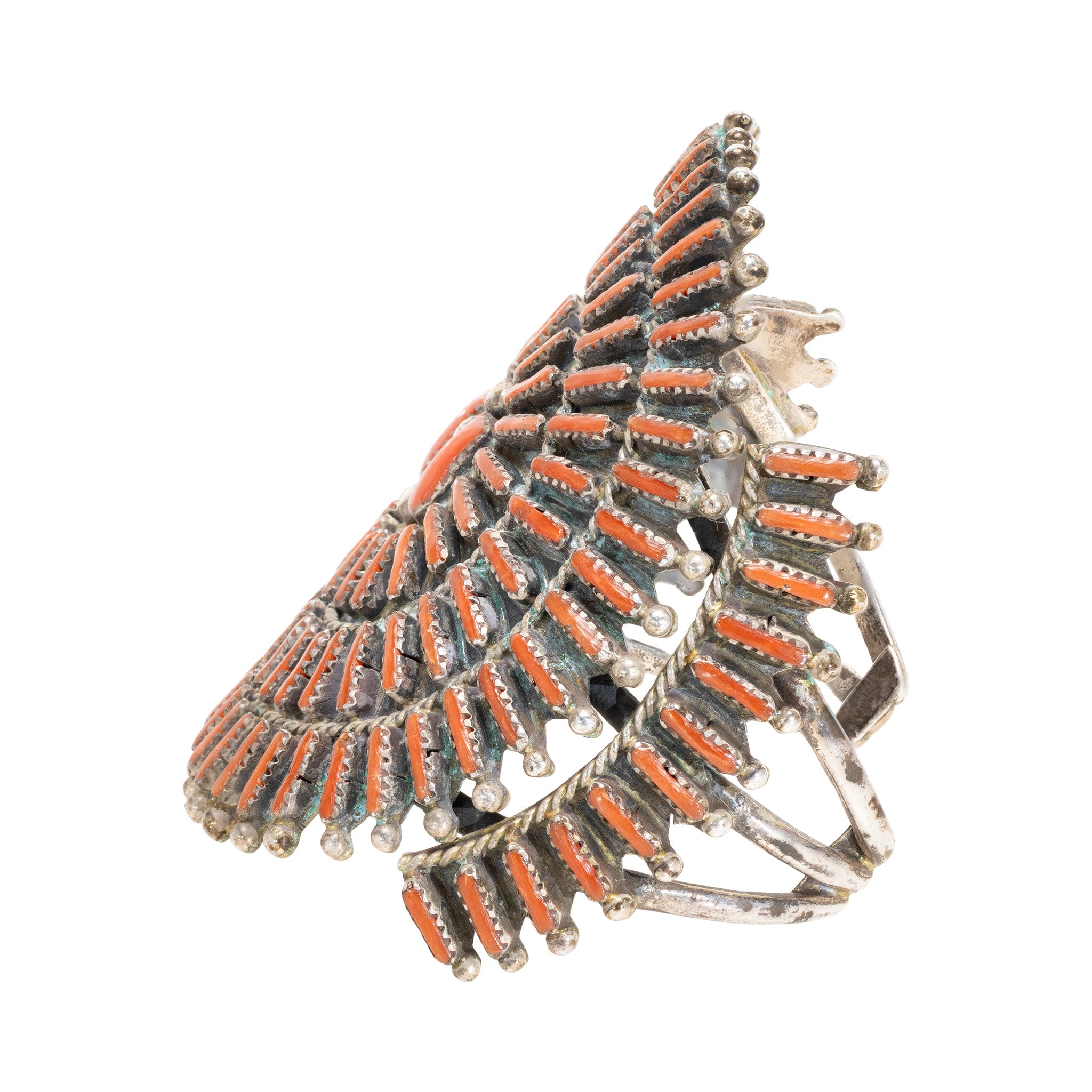 Navajo Coral Needlepoint Cuff Bracelet