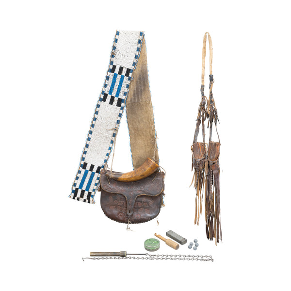 Santee Sioux Pony Beaded Shot Bag and Horn, Native, Weapon, Other