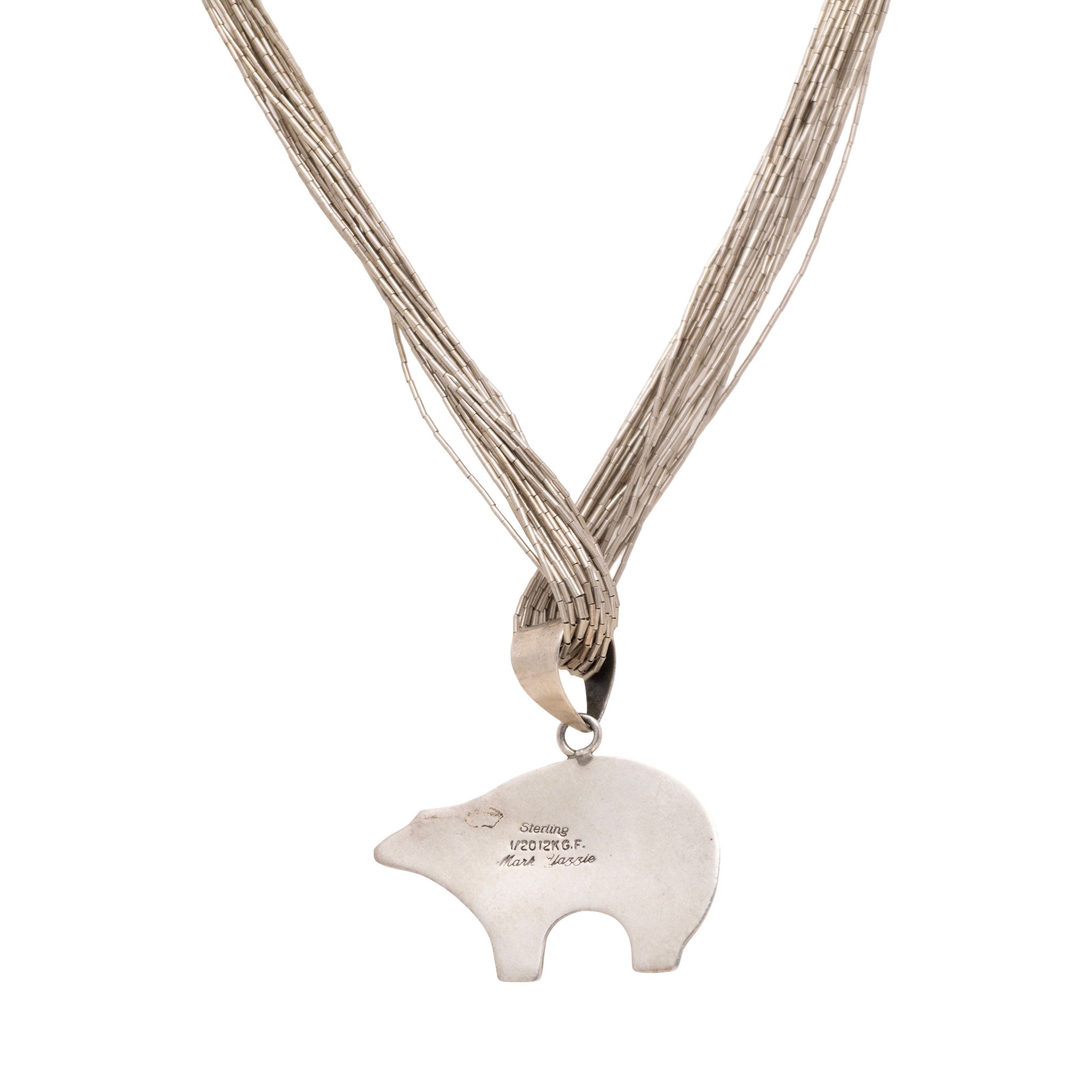 Navajo Sterling Silver Bear Pendant Necklace