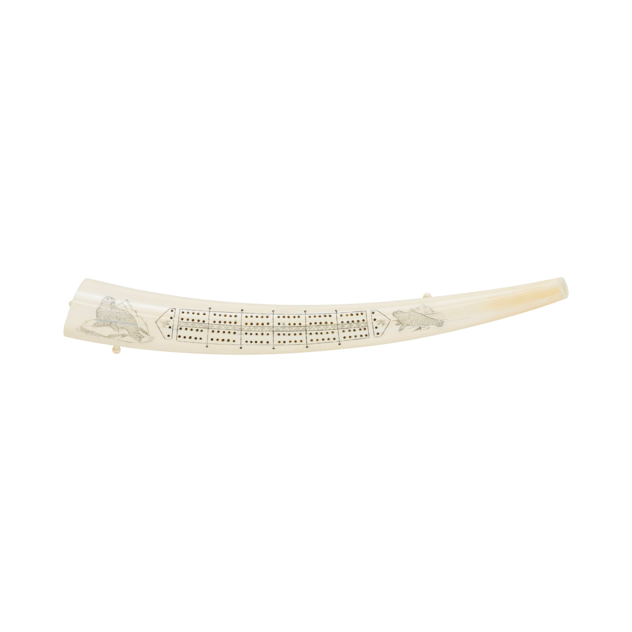 Inuit Walrus Ivory Cribbage Board, Native, Carving, Ivory