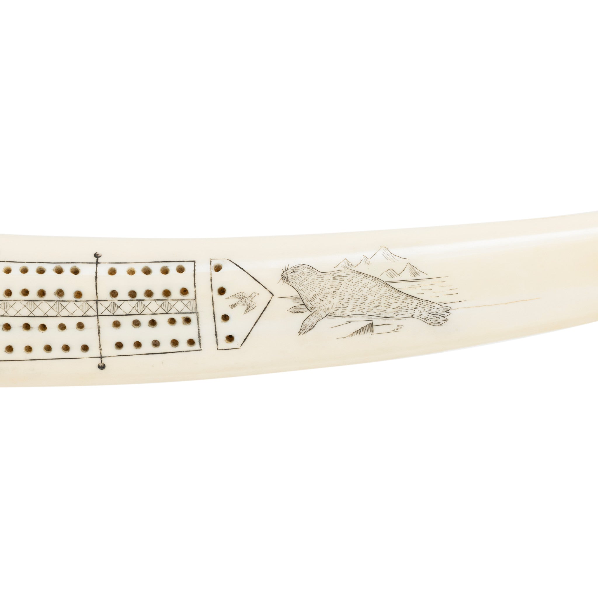 Inuit Walrus Ivory Cribbage Board