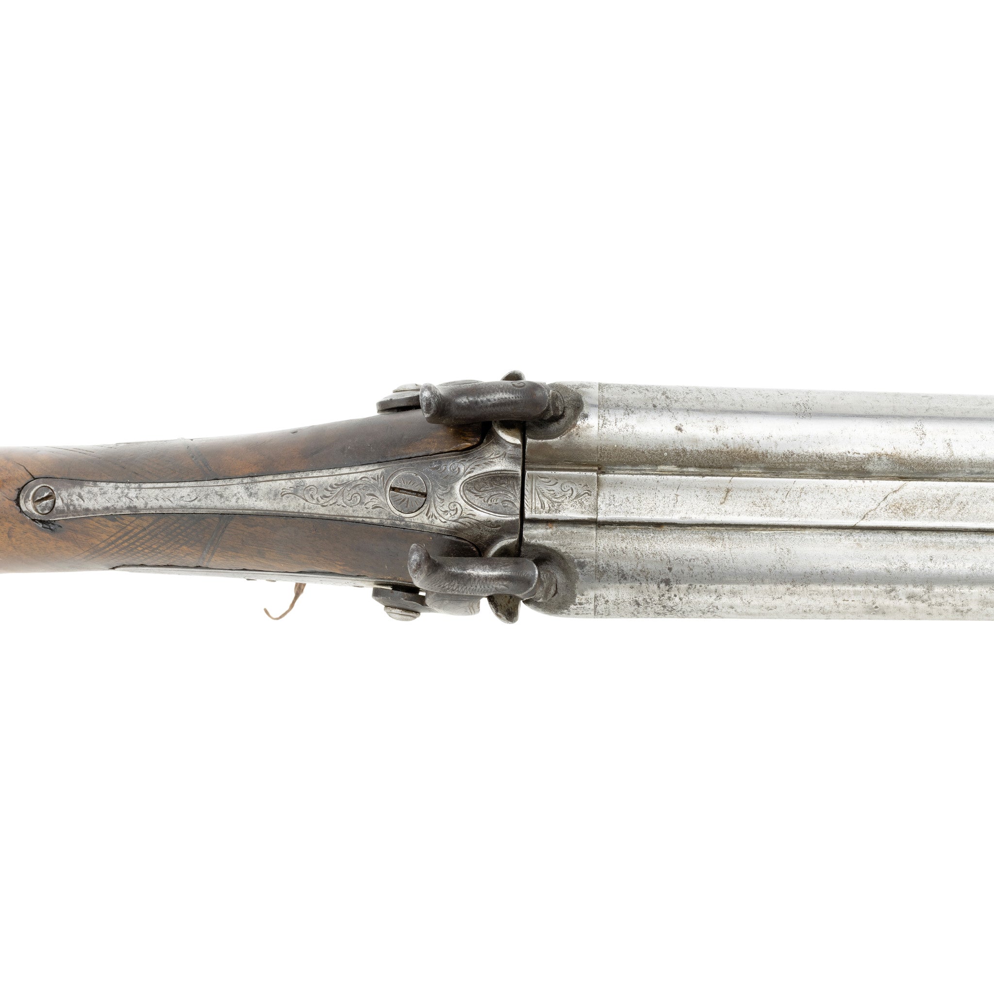 English Double Barrel Percussion Fowler Shotgun