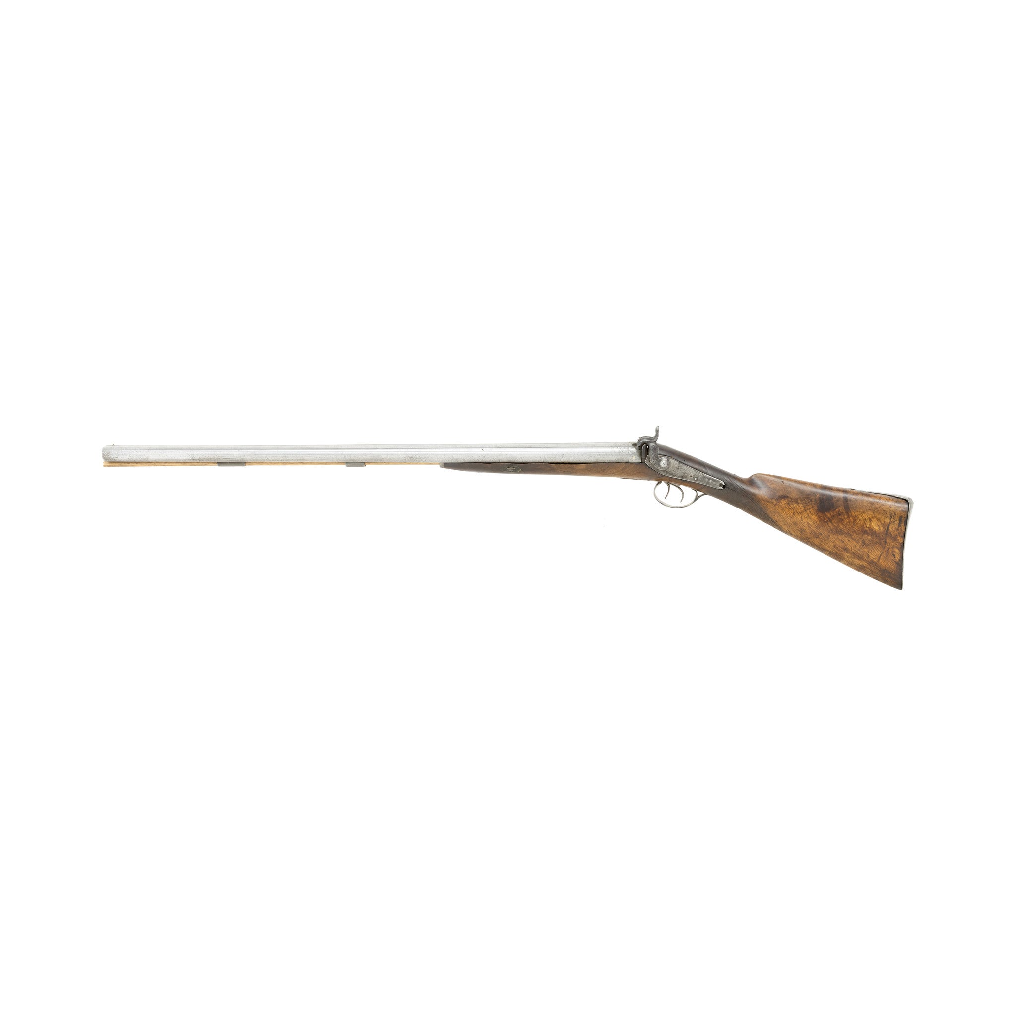 English Double Barrel Percussion Fowler Shotgun
