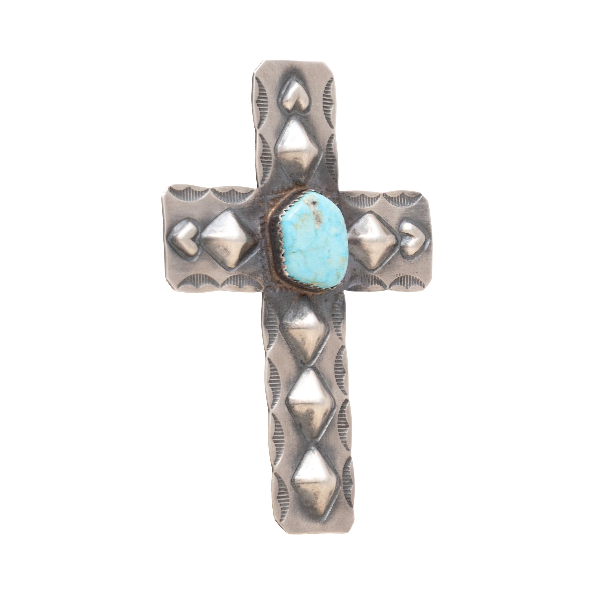 Navajo Turquoise and Sterling Cross Pendant