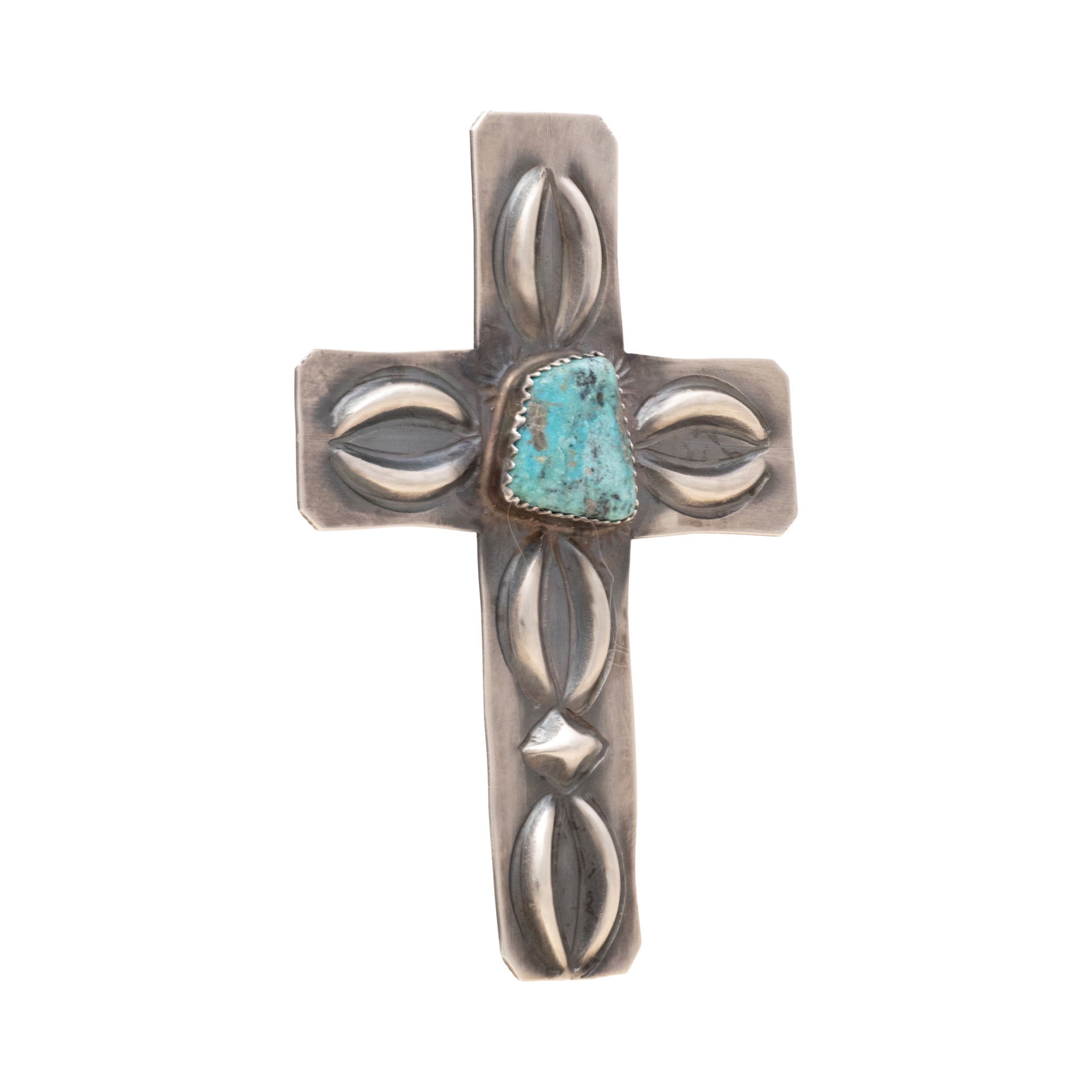Navajo Turquoise and Sterling Cross Pendant